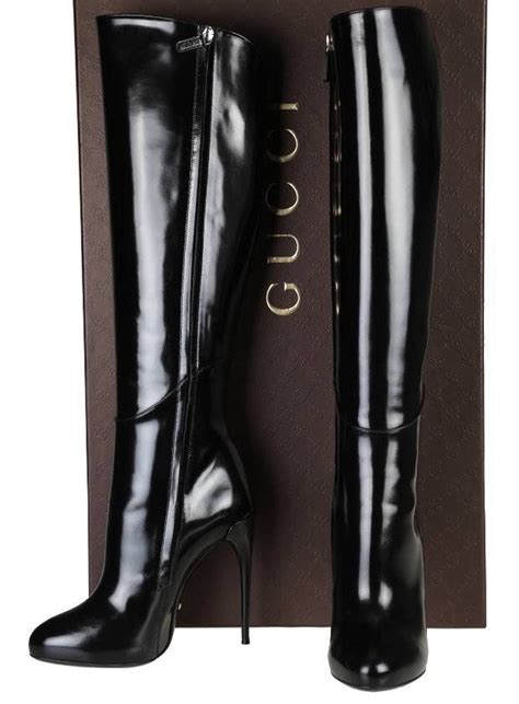 gucci black mens rubber boots|gucci high heel boots.